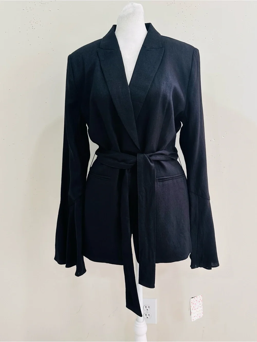 Free People Flare Sleeve Blazer Wrap Linen Blend-Size M  Boho NWT